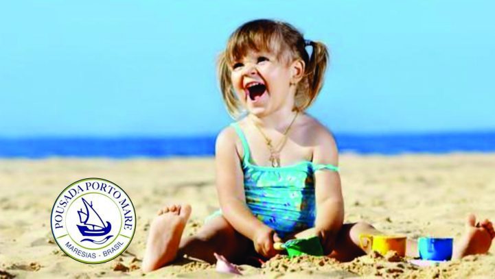 Crianças na praia-Pousada Porto Mare - Maresias